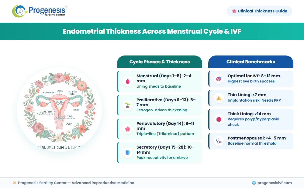Endometrial Thickness Across Menstrual Cycle and Conception - Progenesis IVF