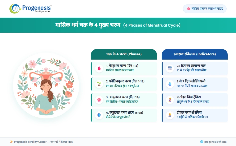 मासिक धर्म चक्र के 4 मुख्य चरण - Menstrual Cycle Phases in Hindi