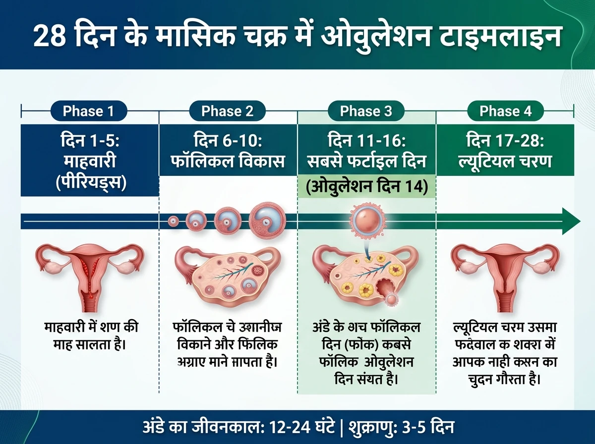 28 दिन के मासिक चक्र में ओवुलेशन टाइमलाइन - Progenesis IVF
